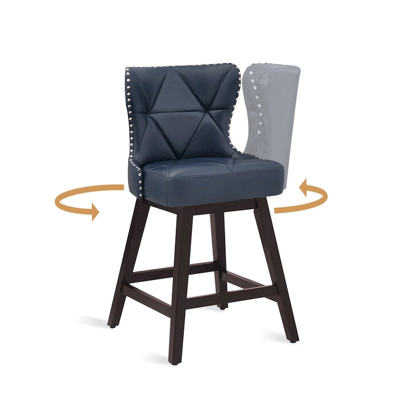 LUE BONA 26 in. Mid-Century Modern Counter Stools Faux Leather/Fabric Upholstered Swivel Bar Stools for Island Set of 4