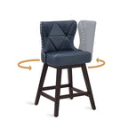 LUE BONA 26 in. Mid-Century Modern Counter Stools Faux Leather/Fabric Upholstered Swivel Bar Stools for Island Set of 4