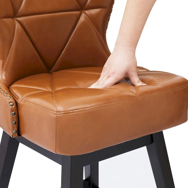 LUE BONA 26 in. Mid-Century Modern Counter Stools Faux Leather/Fabric Upholstered Swivel Bar Stools for Island Set of 4