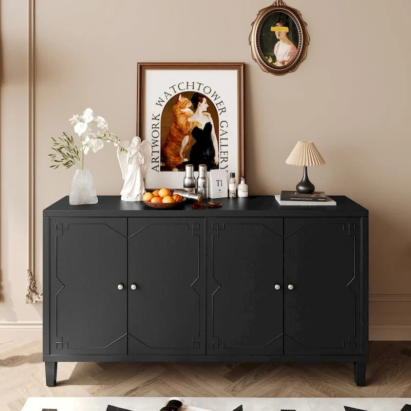 Accent Cabinet 4 Door Wooden Cabinet Sideboard Buffet Server Cabinet - N/A