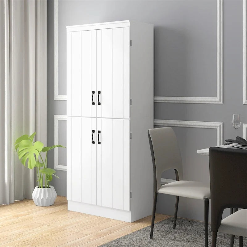 Freestanding Kitchen Pantry, 6-tier Shelving with 2 Adjustable Shelves