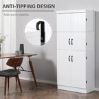 Freestanding Kitchen Pantry, 6-tier Shelving with 2 Adjustable Shelves