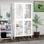 Glass Door Cabinet with Adjustable Shelves for Kitchen Living Room