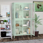 Glass Door Cabinet with Adjustable Shelves for Kitchen Living Room