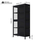 Glass Door Cabinet with Adjustable Shelves for Kitchen Living Room
