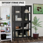 Glass Door Cabinet with Adjustable Shelves for Kitchen Living Room
