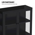 Glass Door Cabinet with Adjustable Shelves for Kitchen Living Room