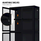 Glass Door Cabinet with Adjustable Shelves for Kitchen Living Room
