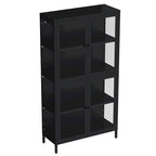 Glass Door Cabinet with Adjustable Shelves for Kitchen Living Room