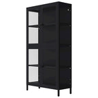Glass Door Cabinet with Adjustable Shelves for Kitchen Living Room
