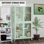 Glass Door Cabinet with Adjustable Shelves for Kitchen Living Room