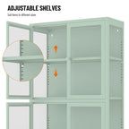 Glass Door Cabinet with Adjustable Shelves for Kitchen Living Room