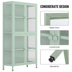 Glass Door Cabinet with Adjustable Shelves for Kitchen Living Room