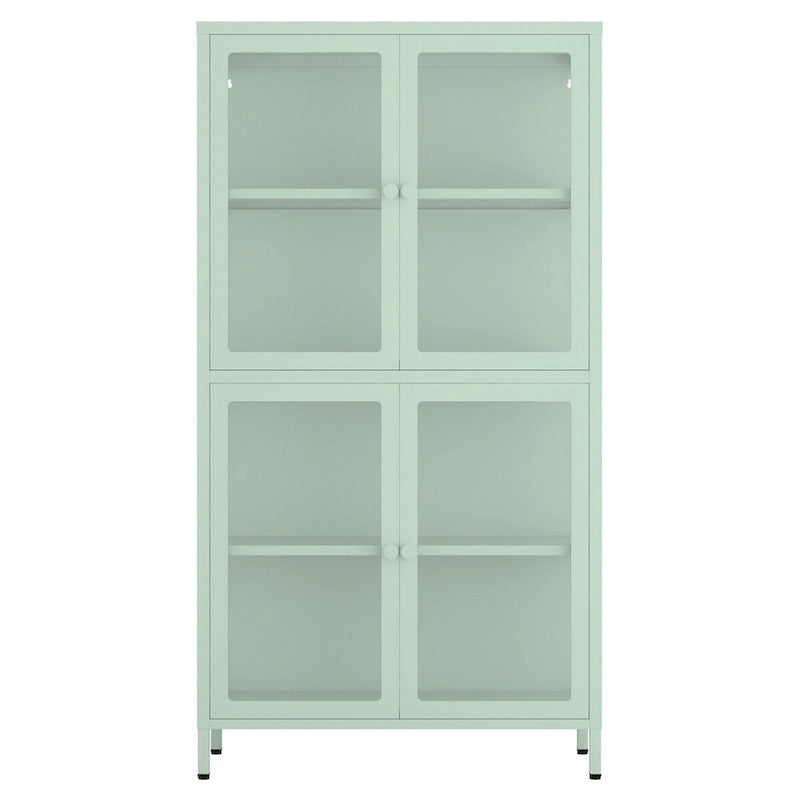 Glass Door Cabinet with Adjustable Shelves for Kitchen Living Room