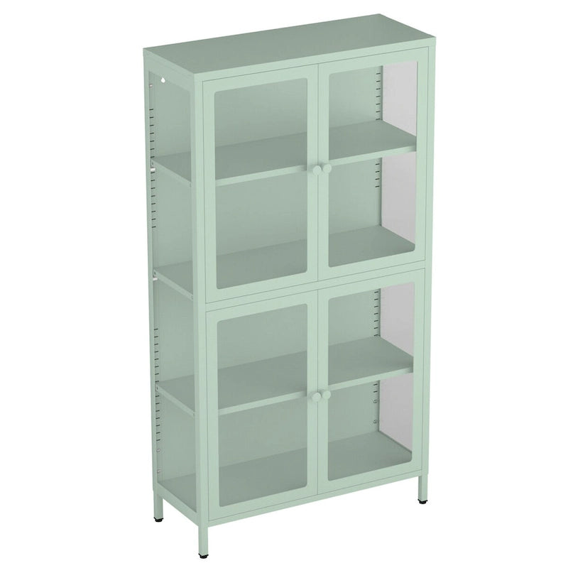 Glass Door Cabinet with Adjustable Shelves for Kitchen Living Room