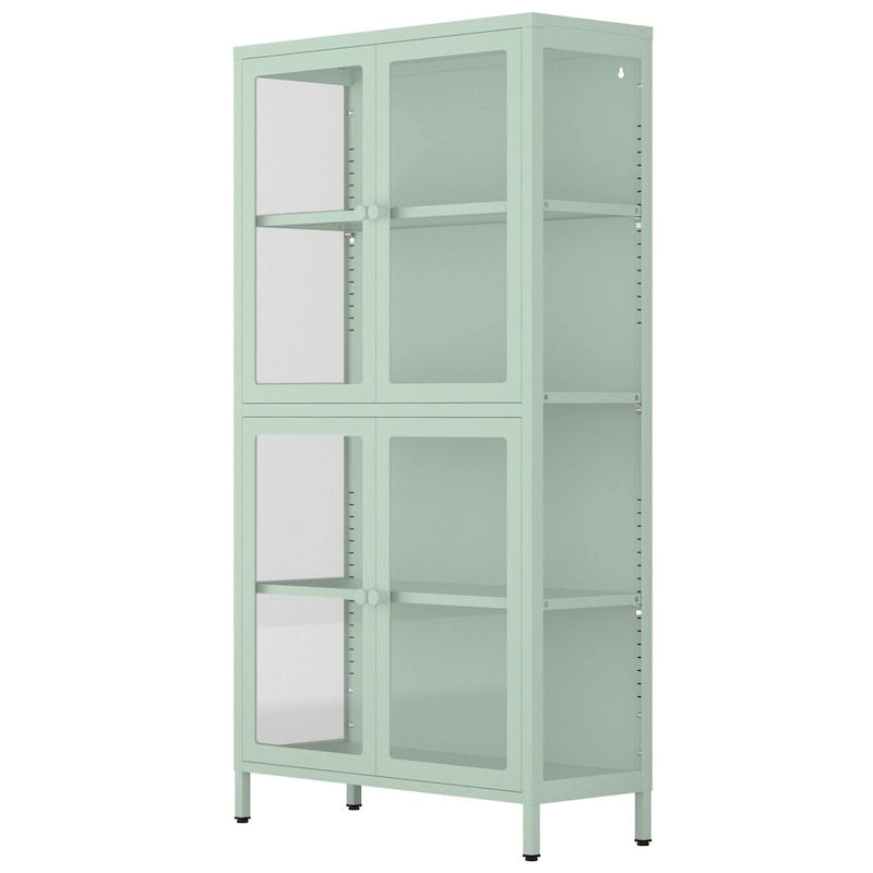 Glass Door Cabinet with Adjustable Shelves for Kitchen Living Room