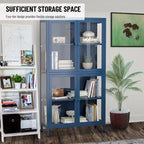 Glass Door Cabinet with Adjustable Shelves for Kitchen Living Room