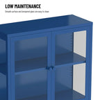 Glass Door Cabinet with Adjustable Shelves for Kitchen Living Room