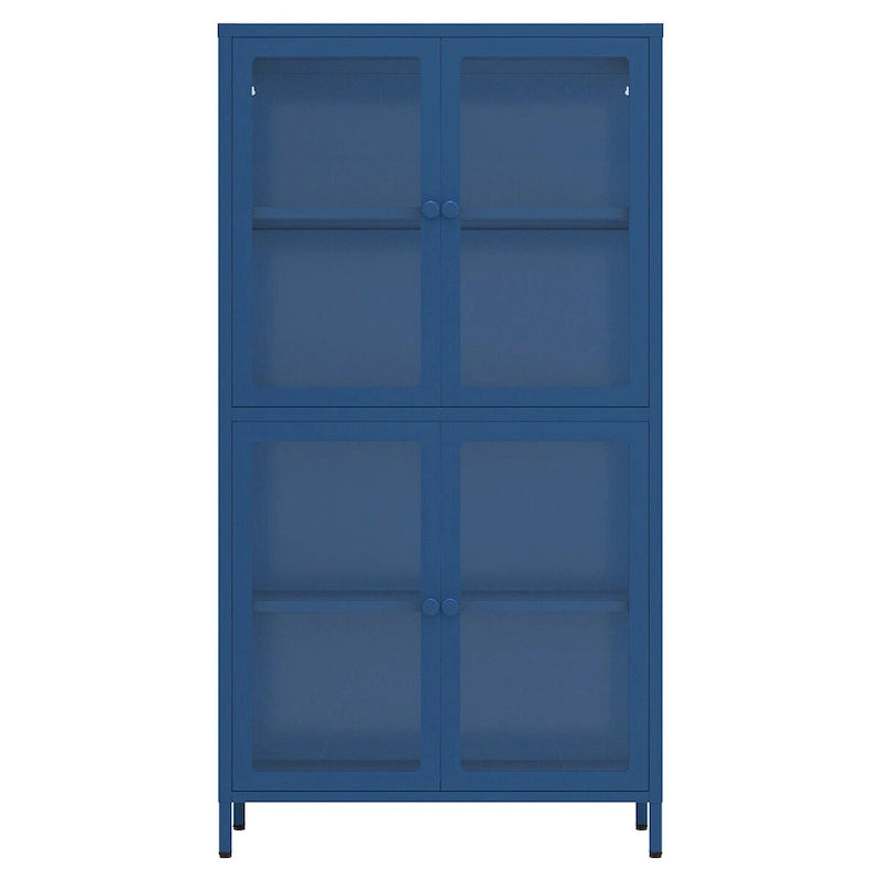 Glass Door Cabinet with Adjustable Shelves for Kitchen Living Room
