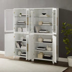 Crosley Roarke 2Pc Pantry Storage Cabinet W/Glass Door Hutch Set
