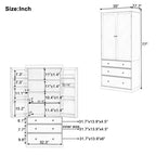 Freestanding Tall Cupboard Storage Cabinet w/ 8 Door Shelves, 3 Drawer