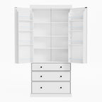Freestanding Tall Cupboard Storage Cabinet w/ 8 Door Shelves, 3 Drawer