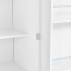 Freestanding Tall Cupboard Storage Cabinet w/ 8 Door Shelves, 3 Drawer