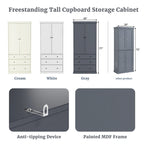 Freestanding Tall Cupboard Storage Cabinet w/ 8 Door Shelves, 3 Drawer
