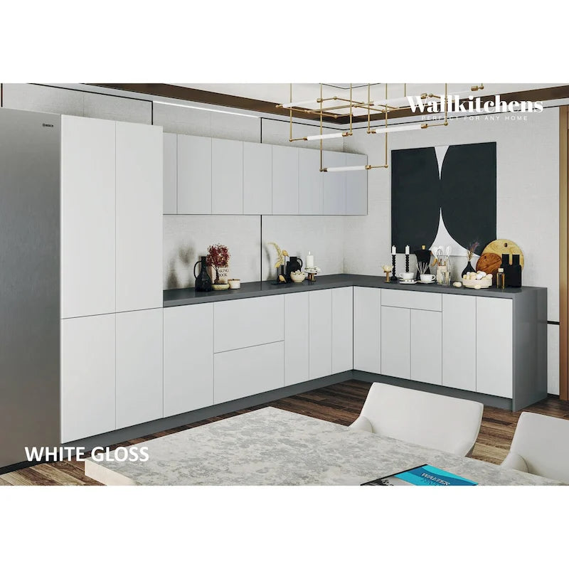 Kitchen Prestige Collection White Gloss Color Base Size 11Ft Wide - 138x85