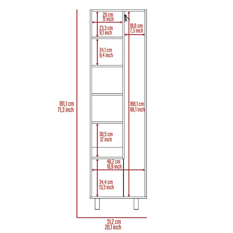 Cleaning Cabinet, Double Door Cabinet, Four Legs, Five Shelves