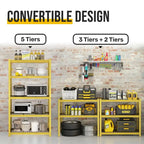 5-Tier Yellow Adjustable Metal Shelving Unit Heavy Duty Garage Storage