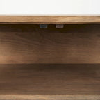 Arelius Light Brown Solid Wood w/ Black Iron Frame & 2 Glass Doors Accent Cabinet - 36.0L x 18.0W x 32.0H