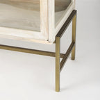 Arelius Light Brown Solid Wood w/ Black Iron Frame & 2 Glass Doors Accent Cabinet - 36.0L x 18.0W x 32.0H