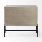 Arelius Light Brown Solid Wood w/ Black Iron Frame & 2 Glass Doors Accent Cabinet - 36.0L x 18.0W x 32.0H