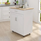 Kitchen island rolling trolley cart with Adjustable Shelves