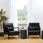 Glitzhome Set of 2 30.75 H Mid-Century Modern PU Leather Accent Chairs with Cushion - 25.75 W x 33.75 D x 30.75 H
