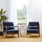 Glitzhome Set of 2 30.75 H Mid-Century Modern PU Leather Accent Chairs with Cushion - 25.75 W x 33.75 D x 30.75 H