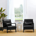 Glitzhome Set of 2 30.75 H Mid-Century Modern PU Leather Accent Chairs with Cushion - 25.75 W x 33.75 D x 30.75 H
