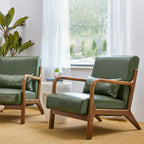 Glitzhome Set of 2 30.75 H Mid-Century Modern PU Leather Accent Chairs with Cushion - 25.75 W x 33.75 D x 30.75 H