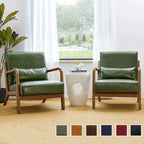 Glitzhome Set of 2 30.75 H Mid-Century Modern PU Leather Accent Chairs with Cushion - 25.75 W x 33.75 D x 30.75 H