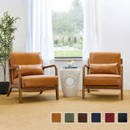 Glitzhome Set of 2 30.75 H Mid-Century Modern PU Leather Accent Chairs with Cushion - 25.75 W x 33.75 D x 30.75 H