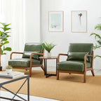 Glitzhome Set of 2 30.75 H Mid-Century Modern PU Leather Accent Chairs with Cushion - 25.75 W x 33.75 D x 30.75 H