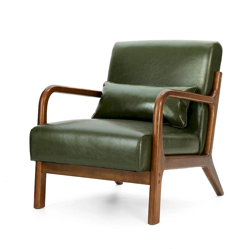 Glitzhome Set of 2 30.75 H Mid-Century Modern PU Leather Accent Chairs with Cushion - 25.75 W x 33.75 D x 30.75 H