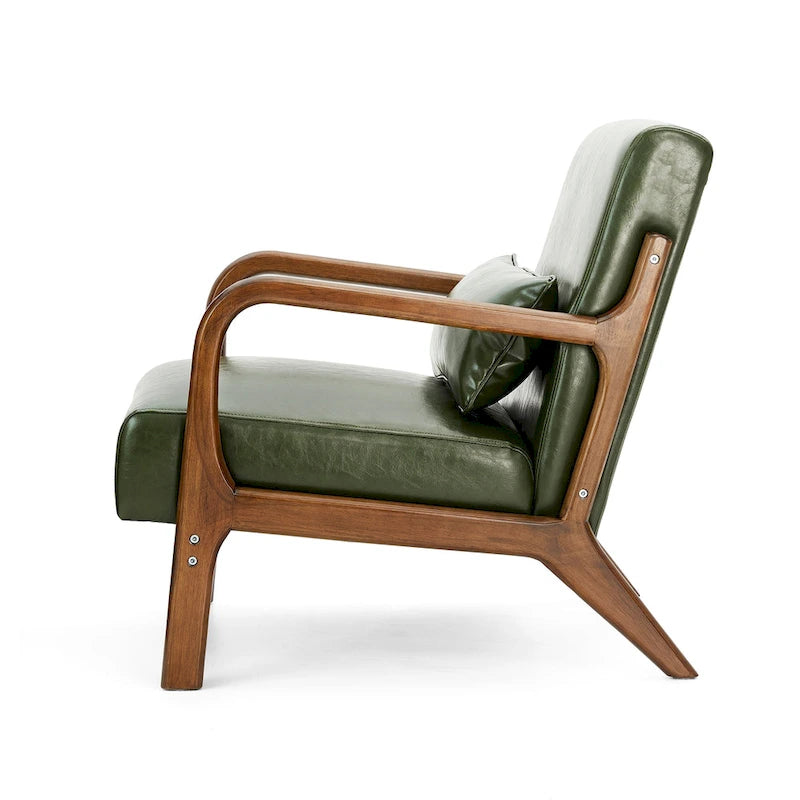 Glitzhome Set of 2 30.75 H Mid-Century Modern PU Leather Accent Chairs with Cushion - 25.75 W x 33.75 D x 30.75 H