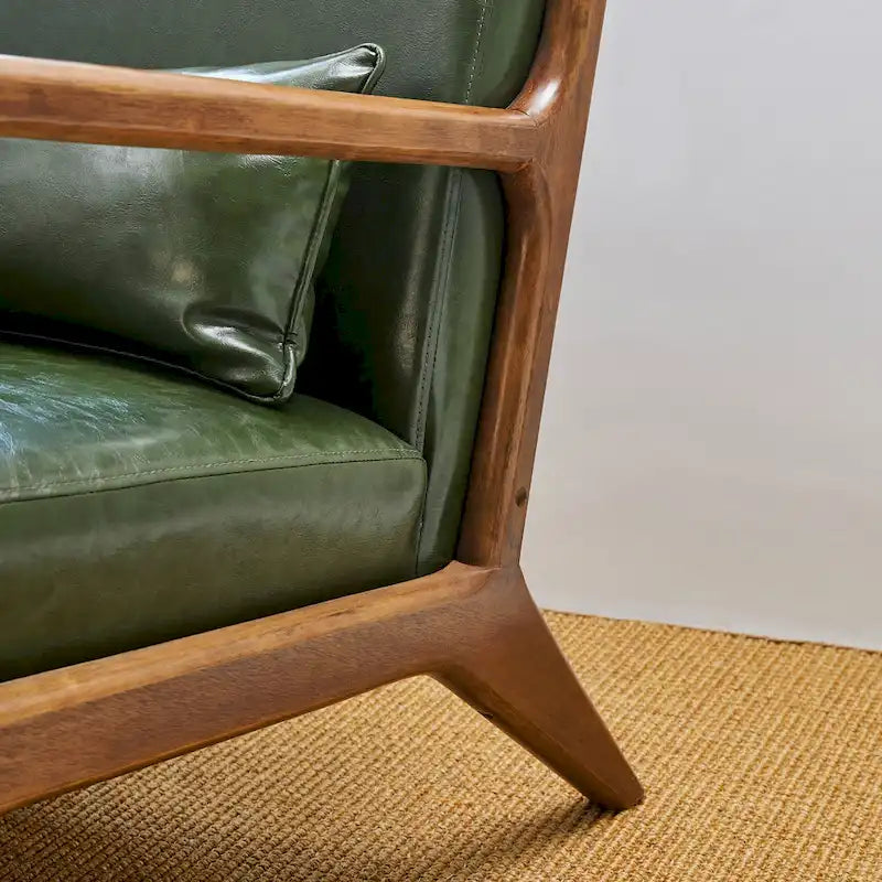 Glitzhome Set of 2 30.75 H Mid-Century Modern PU Leather Accent Chairs with Cushion - 25.75 W x 33.75 D x 30.75 H