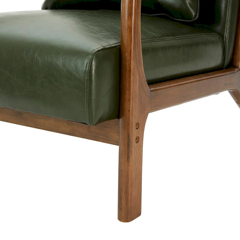 Glitzhome Set of 2 30.75 H Mid-Century Modern PU Leather Accent Chairs with Cushion - 25.75 W x 33.75 D x 30.75 H