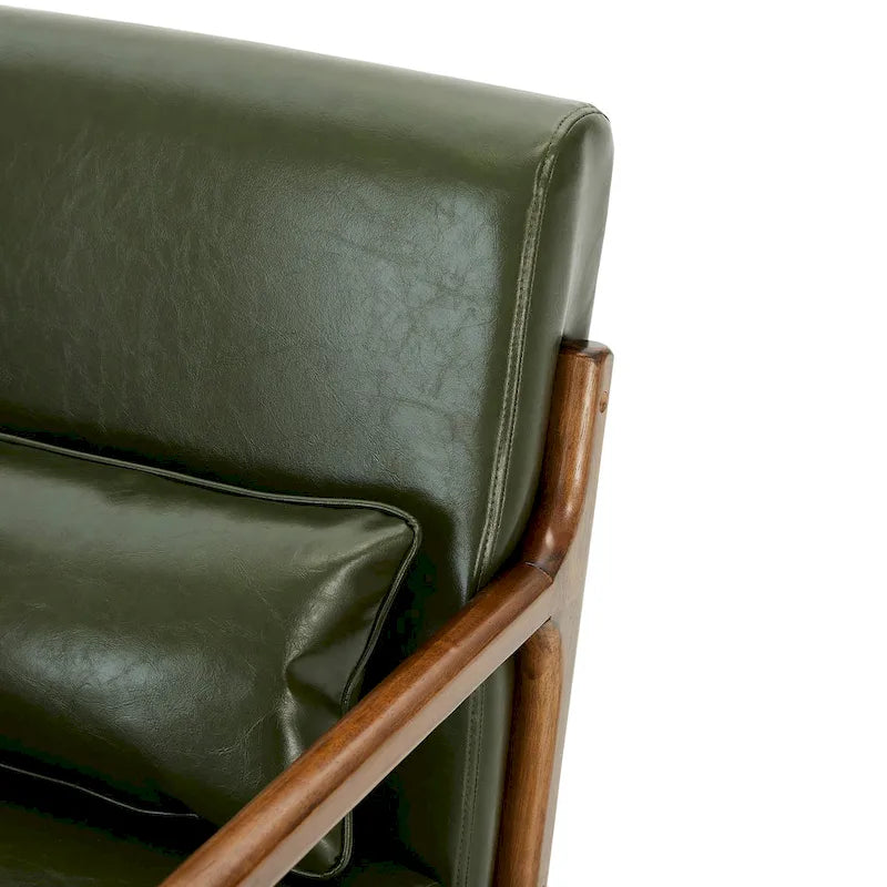 Glitzhome Set of 2 30.75 H Mid-Century Modern PU Leather Accent Chairs with Cushion - 25.75 W x 33.75 D x 30.75 H