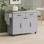 Kitchen Island with Trash Can Storage Cabinet,Kitchen Cart with Drop Leaf