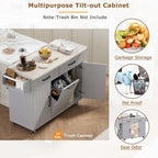 Kitchen Island with Trash Can Storage Cabinet,Kitchen Cart with Drop Leaf