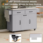Kitchen Island with Trash Can Storage Cabinet,Kitchen Cart with Drop Leaf